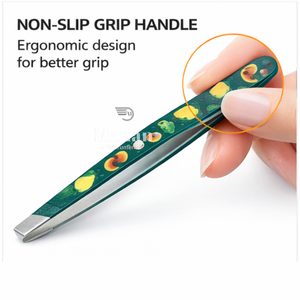 Pinzas de Cejas Profesionales de Primera Calidad con Mango Impreso a Color, Pinzas de Acero Inoxidable Inclinadas de Precisión para el Cuidado de las Cejas - Product Image 5