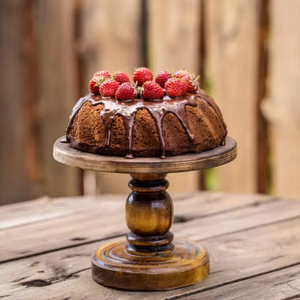 แท่นวางเค้กไม้ทรงกลมปรับแต่งได้อุปกรณ์ทำเค้กดีไซน์เงางาม - Product Image 1