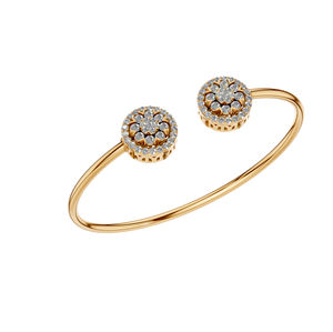 Bracelet ouvert de luxe en or massif 14 carats, diamant cultivé en laboratoire certifié IGI, charme de créateur, tenue quotidienne pour mariages, jaune/blanc/rose - Product Image 6