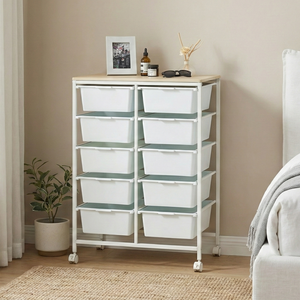 Home Storage Furniture 10 Tier Plastic Storage Drawer <b>Metal</b> <b>Shelf</b> Office <b>Kitchen</b> Living Room Wardrobe Modern Multifunctional - Product Image 1