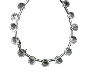 Fine Quality 28 Piece Natural Aquamarine Faceted <b>Heart</b> Shape Tiny Gemstone Briolette Beads for Jewelry Making - Product Image 1