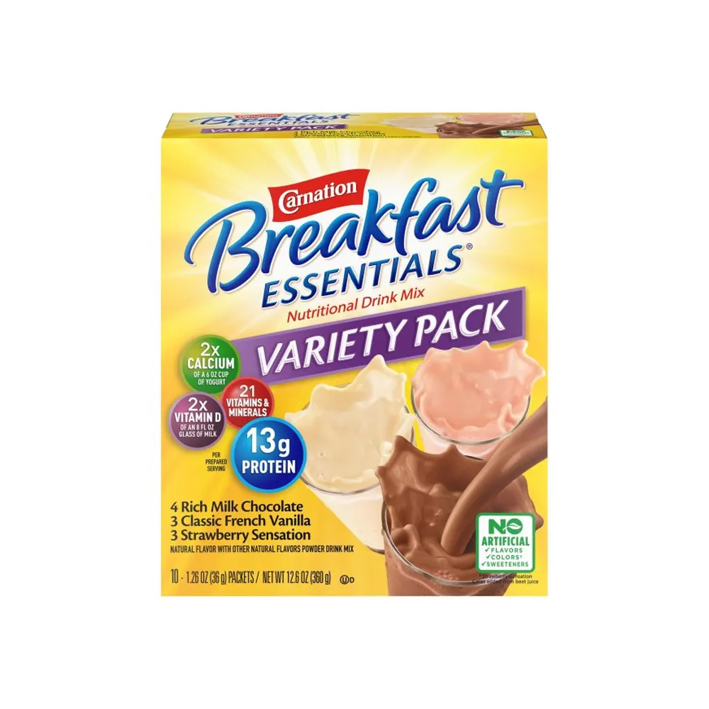 Top Grade 60 Carnation Breakfast Essentials Chocolate / Vanilla / Strawberry Oral Supplement, 1.31 oz. Packet
