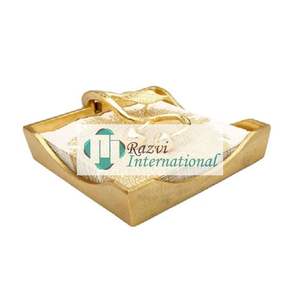 <b>Tissue</b> Holder With Glass Base and Gold Ruffled Edges Top Quality Gold Color <b>Tissue</b> Holder Attractive Design <b>for</b> <b>Wedding</b> & Party - Product Image 6