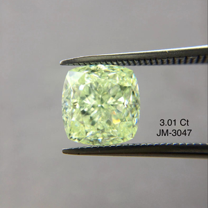 Vente en gros de diamants de fantaisie en vrac vert jaune clair certifiés IGI VS2 Clarté Grade 3.01 Ct Diamants en vrac naturels taille coussin OEM - Product Image 1