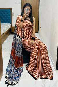 Exclusive Ajrakh Gaji Bandhej <b>Saree</b> <b>Woman</b> Fashion Manufacturer And Supplier From Surat At Lowest Rate - Product Image 2