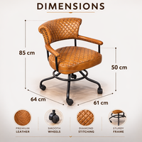 Chaise de bureau moderne en cuir avec fonctions pivotantes et hauteur réglable pour bureau à domicile et configuration de poste de travail