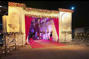 Sensacional color dorado al aire libre boda Mandap decoración hierro Material fibra diseñador Mandap del Reino Unido - Product Image 4