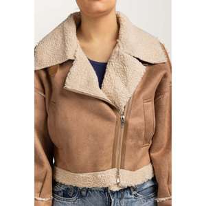 Chaqueta Sintética Cortavientos con Cuello Alto para Mujer, en Cuero Sintético y Piel de Oveja, Tallas XL, 3XL, 5XL, para Otoño e Invierno - Product Image 2