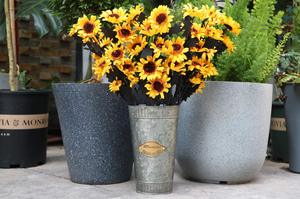8-Inch Set of 2 Rustic Galvanized Metal Flower Vase Buckets Farmhouse Home Decorative <b>Table</b> Centerpiece for Garden Use - Product Image 5
