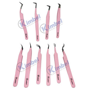 Pinzas para pestañas de acero inoxidable puntiagudas de etiqueta privada con agarre de diamante de precisión Pinzas rosas duraderas a granel - Product Image 6