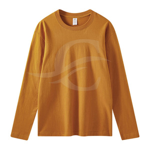 Nuevo diseño 100% algodón suave en blanco personalizado cuello redondo hombres de gran tamaño manga larga Camiseta sólida 220g transpirable - Product Image 4