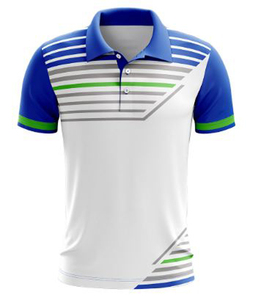 เสื้อโปโลแขนสั้นพิมพ์ซับลิเมชันของผู้ชายเสื้อยืดคอปกสีทึบชุดแบดมินตันสีตัดกัน - Product Image 1