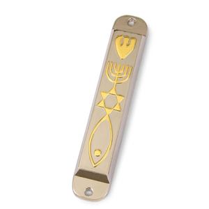 Pergamino de puerta religioso hecho a mano Mezuzah de aluminio fundido de diseño vintage rojo para calentar la casa precio al por mayor - Product Image 2