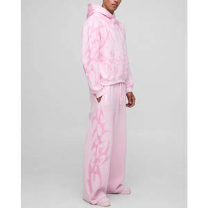 ชุดสตรีทแวร์ผู้ชายแบบซ้อนชั้น ชุดวอร์มแบบมีซิป ชุดลำลองสองชิ้น กางเกงจ็อกเกอร์ทรงบาน ชุดวอร์มทรงหลวม - Product Image 2