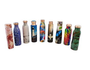 Eco Friendly Biodegradable Printed Copper Metal Drinking <b>Water</b> <b>Bottle</b> Handcrafted Copper Drinkware - Product Image 6