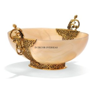 Ensemble en aluminium plaqué or de haute qualité de concepteur unique antique 2 bols de pièce maîtresse de table pour le service alimentaire résistant à la chaleur supérieur - Product Image 3