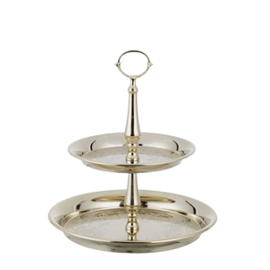 Copper Metal <b>Two</b> <b>Tier</b> Metal <b>Cake</b> <b>Stand</b> Tabletop Decorative Classic Finished Decorative <b>Cake</b> <b>Stand</b> - Product Image 4