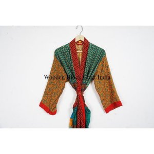 ชุดกิโมโนผ้าไหมพิมพ์ลายคุณภาพสูง 100% ลายปะติดสวยงาม สีปรับแต่งได้ ระบายอากาศดี นุ่มสบาย เหมาะสำหรับฤดูใบไม้ผลิ ฤดูร้อน และฤดูใบไม้ร่วง - Product Image 2