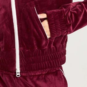 Sudadera de Terciopelo de Estilo Simple para Mujer con Diseño de Cremallera, Bolsillos Tipo Canguro y Mangas Completas con Diseño de Logotipo para Venta al por Mayor - Product Image 4