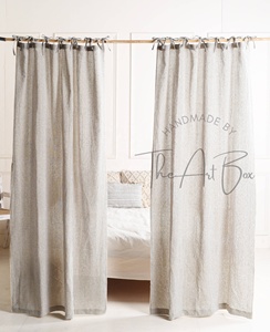 Naturel Organique Beige Rayures Verticales Rideaux Lin Sheer Rideau Tissu Boho Rideau Décor À La Maison Textile À La Main Drapé - Product Image 3