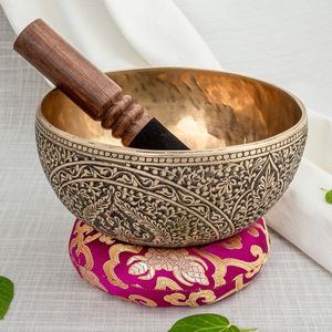 Antique Style Large Tibetan Metal Singing Bowl India Made for Healing and Meditation with <b>engraved</b> design custom size and design - Product Image 6