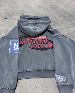 Diseño informal personalizado de alta calidad grueso desgastado bordado sudaderas con capucha 100% poliéster algodón apliques bordado parche sudaderas con capucha - Product Image 6