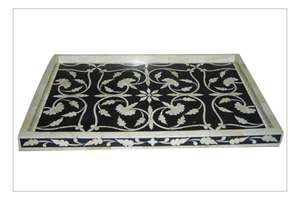 Bandeja de almacenamiento con incrustaciones de hueso de lujo de calidad superior Bandeja decorativa elegante para el hogar y el restaurante con diseño de calidad - Product Image 5