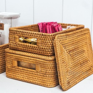 Natural Woven Handmade <b>Rattan</b> Wicker Box Cheap Price High Quality Durable <b>Boxes</b> with Handle and Lid - Product Image 4