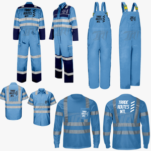 Bulk Wholesale B2B Supply of Forestry Workwear Set Polyester <b>Overall</b> Bib Button-up Shirt Crew Neck Reflective Safety for Workers - Product Image 1
