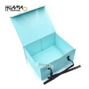 Boîtes rigides OEM Huamao, boîte en carton bleu personnalisée, pliable avec ruban et fermeture magnétique pour l'emballage de vêtements - Product Image 5