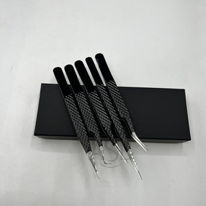 ขนตาแบบด้ามจับเพชรแบบมืออาชีพแหนบปลายแหลมทำจากสเตนเลสทนทานแบบญี่ปุ่นสีดำ - Product Image 2