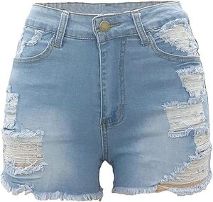 Taille haute Denim coton Shorts femmes grande taille respirant écologique décontracté Slim Fit été Shorts avec motif - Product Image 6