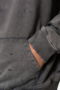 Sweats à capuche pour hommes surdimensionnés vintage personnalisés Streetwear lavage à l'acide styles déchirés brodés au soleil en détresse vêtements d'hiver brodés OEM - Product Image 6