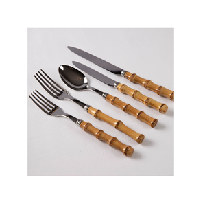 Fourchette en acier inoxydable de luxe standard Couverts Couverts Ensemble écologique Cuillère à manche en bambou spéciale - Product Image 1