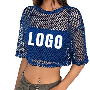 Vente en gros Top court personnalisé pour femmes T-shirt en maille Tissu tricoté unisexe décontracté en coton imprimé avec logo - Product Image 5