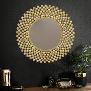 Luxury <b>Gold</b> Plated Metal Beaded <b>Wall</b> <b>Mirror</b> 5mm Thickness Modern Design for Home Decor Wedding Eco-Friendly Handmade <b>Wall</b> - Product Image 2