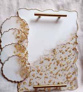 Bandeja Rectangular de Resina Epoxi 100% para Cocina con Lámina de Oro Bandeja para Servir Alimentos y Frutas PARA LA Bandeja de Resina Epoxi Más Vendida Oro - Product Image 5