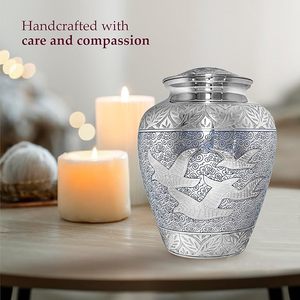 Handmade Mosaic Aluminium and Glass Cremation <b>Urn</b> <b>Large</b> Adult Size Burial Hand Applied Individual Tiles Unique for Funerals - Product Image 5