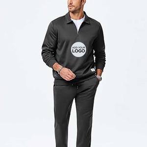<b>Men's</b> Tracksuit 2 Piece <b>Quarter</b> <b>Zip</b> Sweatsuit Workout Plaid Jogging Suit Set - Product Image 1