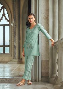 Belle Robe Vente Chaude Lourde Viscos PV Chandari Court Kurti Pantalon Avec Multi & Chemise Couture et Main Travail Femme Mode - Product Image 5