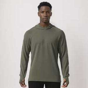 เสื้อฮู้ดกีฬาของผู้ชาย, เสื้อฮู้ดทรงหลวมรูนิ้วโป้งสำหรับวิ่งออกกำลังกายฝึกซ้อมเสื้อแจ็คเก็ตมีฮู้ดแห้งเร็วสำหรับผู้ชาย - Product Image 4