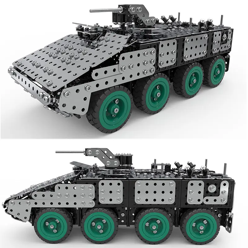 DIY Metall Militär gepanzert Auto Modell Montage Spielzeug 797PCS Metall Baustein Spielzeug Set Kinder Bau 3D Puzzle Spielzeug