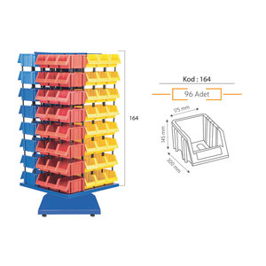 Soporte de herramientas de plástico giratorio de 24 compartimentos con ruedas Solución de almacenamiento conveniente 835x835x1805mm - Product Image 2