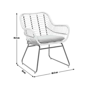 Silla Moderna de Mimbre y Ratán con Estructura de Hierro, Adecuada para Cafetería, Bistro, Balcón, Terraza y Jardín - Product Image 3
