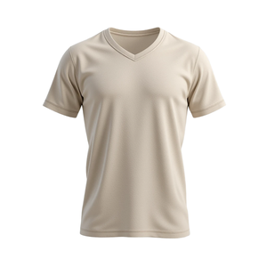 Camiseta de algodón 100% con cuello en V para hombre, diseño Formal de ajuste Regular de alta calidad, manga corta, liso, verde oliva, tejido Regular - Product Image 6