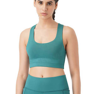 Venta al por mayor de Fitness Elástico Yoga Workout Bra Wear Ladies High Support Seamless Sports Bra Hollow Up Sujetador de alto impacto para las mujeres - Product Image 1