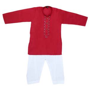 ชุดคุรตะ ชัลวาร์ปักลายสำหรับเด็กผู้ชาย - สีมารูน - Product Image 3