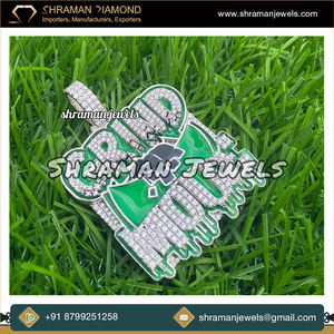 Hip Hop 925 Plata laboratorio crecido diamante Bling esmalte personalizado 3D nombre collar con gran colgante encantos joyería fina para raperos baile de graduación - Product Image 3