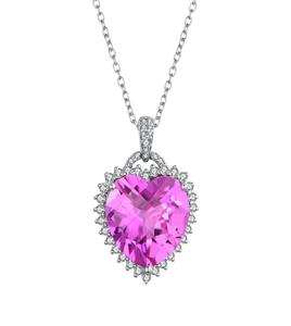 Pendentif cœur classique en argent sterling 925 créé en laboratoire zircon cubique blanc saphir rose CZ luxe chrétien femmes enfants - Product Image 1