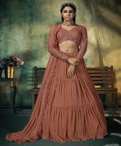Fil à broder georgette de créateur lehenga choli avec dupatta vêtements de fête prix de gros vêtements ethniques surat - Product Image 4
